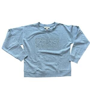 🥶 Michael Kors Gray Rhinestone Front Pullover Sweatshirt Size Small